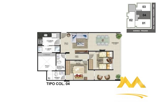  - Apartamento, 74,25m², à venda em Guarapari, Praia do Morro